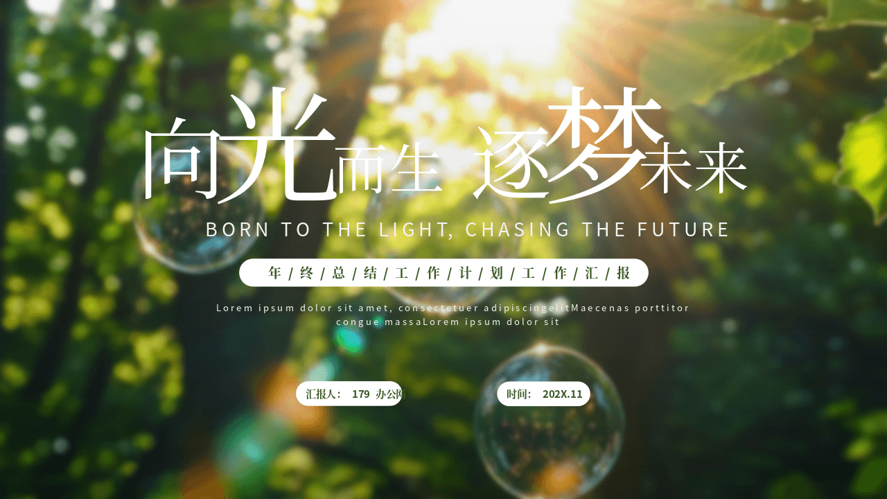 绿树阳光《向光而生逐梦未来》年终总结工作计划PPT模板