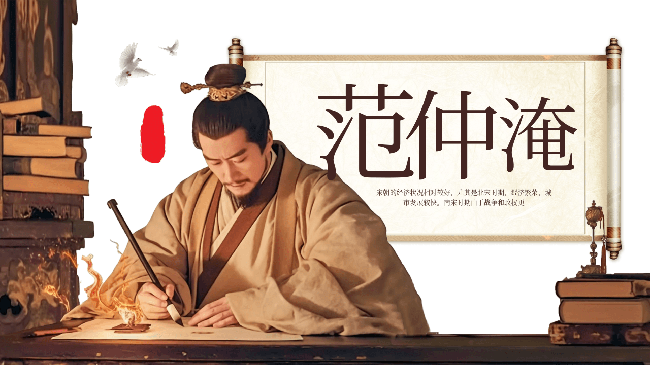 中国风文学常识之范仲淹人物生平介绍PPT下载