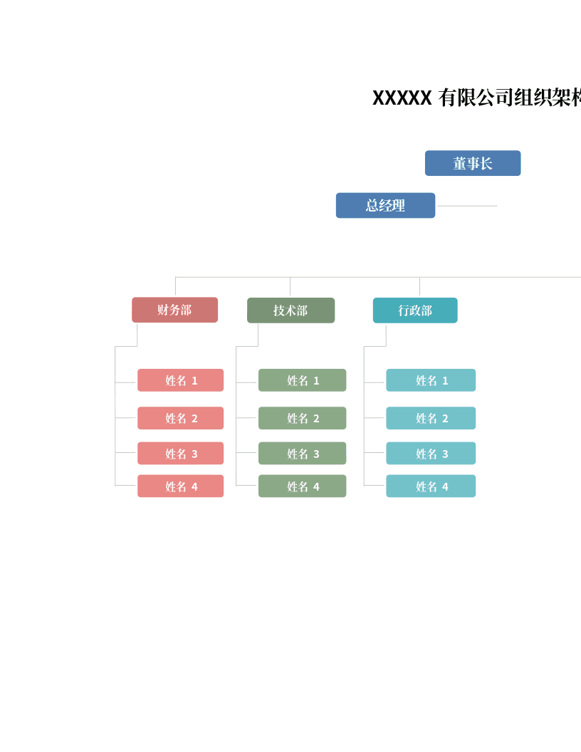 多彩公司组织架构图excel模板 第1页