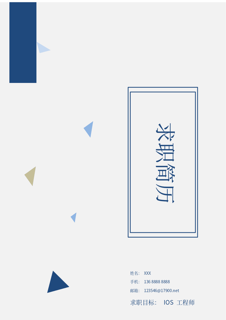 IOS工程师个人求职简约简历word模板 第1页